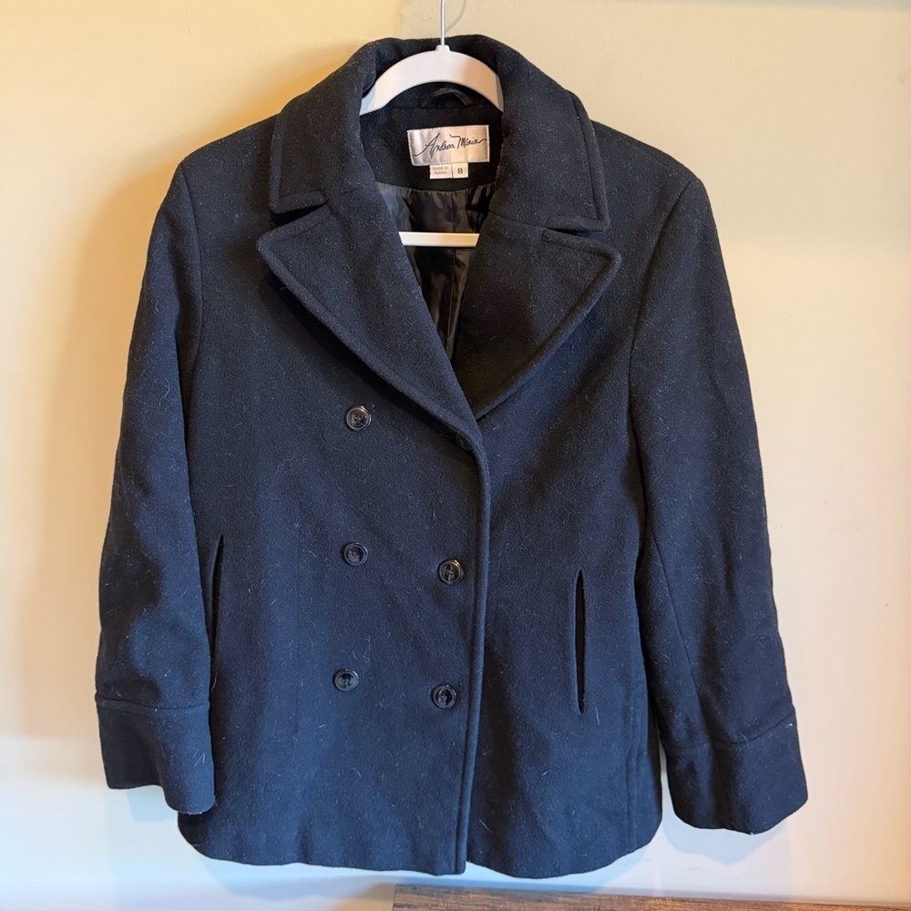 Andrea Marin Classic Black Pea Coat